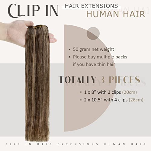 Velika ponuda RUNATURE 3pcs Clip u ekstenzijama za kosu prava ljudska kosa #3P12 tamno smeđa istaknuta sa zlatnom plavušom 50g 18inch i 20inch