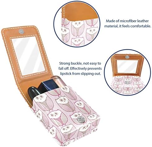 Mini ruž za usne sa ogledalom za torbicu, organizacija prijenosnog držača futrole Pink Baby Owl