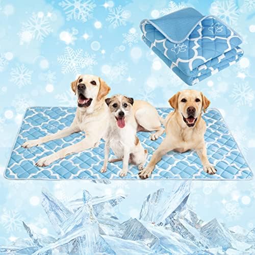 Expawlorer nadograđena pasa za hlađenje - Extra Lare Ice Silk Summer PET samo rashladni prostirke, prenosiv za pranje za pse za pse Mačke Kućni ljubimci, neklizajući pokrivač za rešetke na otvorenom na otvorenom