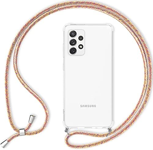 Nalia ogrlica s bendom kompatibilna s Samsung Galaxy A53 Case, prozirna remena za anti-žutu foneku i podesivi nosač, hrapavi Crossbody HardAted i silikonski branik, boja: Rainbow