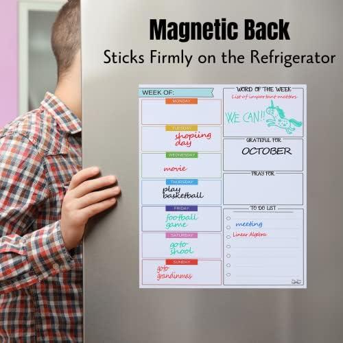Mr. Pen-Magnetic Dry Erase Weekly Calendar za frižider, 14.7 x 11.8, Weekly Dry Erase Board, Weekly Whiteboard, Magnetic Weekly Calendar za frižider, Weekly Planner White board.