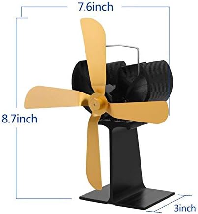 MALAXA LIANXIAO-ventilator peći na toplotu, ventilator peći na toplotu sa 4 oštrice za drvo / gorionik / kamin povećava 80% više toplog vazduha od ventilatora sa 2 oštrice, ekološki, Crni