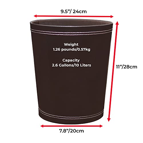 DTZ DizTreatz PU kožna velika kanta za smeće 2,6 galona/10 litara, korpa za otpatke, dekorativna,