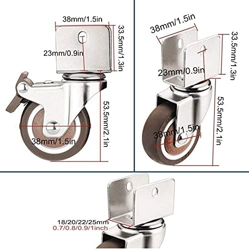 HJRD točkovi, 4pcSnitures 38mm Malinetere, 360 ° okretni točkovi, 1,5in točkovi momak, TPE gumica, dvostruki