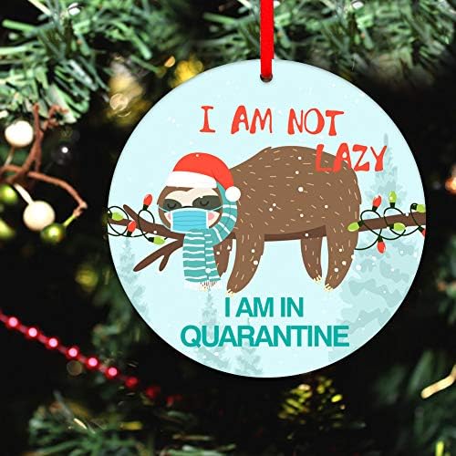 SICOHOME Funny Božić Ornament 2022,3 Božić tree Ornament 2022, Funny viseći ChristmasOrnament nisam lijen, ja sam u karantin ukras za božićnu jelku ukras