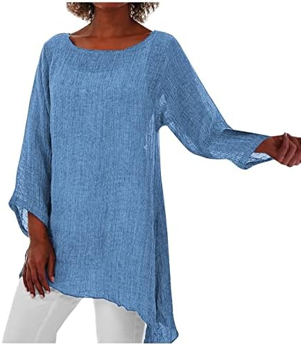 ZEFOTIM bluze za žene Moda 2022, jesen trendi nepravilne platnene majice Casual duge rukave za pulover