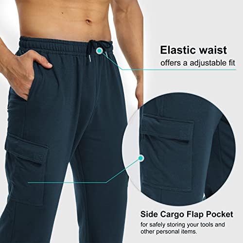 DIBAOLONG MENS CARGO DESATCANTS OTVORENO Dnevne vrećice ravno noga joga znojne hlače Ležerne atletske hlače sa džepovima