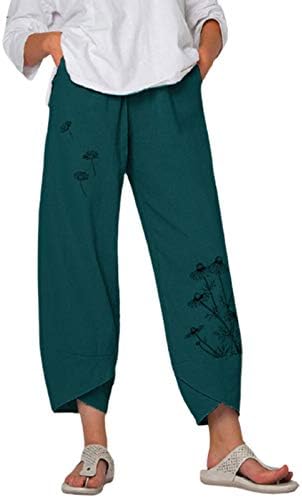Firero ženske hlače za žene Ljeto pamučne pantalone pantalone Ležerne prilike labave fit print plaže Crop hlače Capris