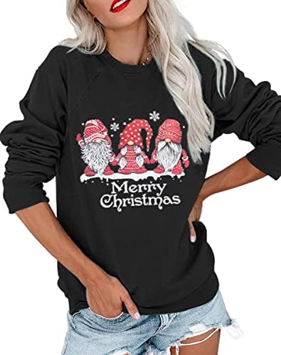 Aimico Božić Žene dugih rukava s dugim rukavima Grafička košulja vrhova Crewneck bejzbol pulover