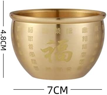 Qianly Brass Feng Shui Bowl, Kineska tradicionalna riznica, fu counl, novac za novac za dnevnu sobu ured ureda za uređenje kućanking poklon, s