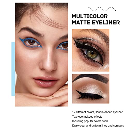 6 boja Dual end Eyeliner, Liquid Glitter Eyeliner sa mat tečnim set Eyeliner, Colorful eye Liner