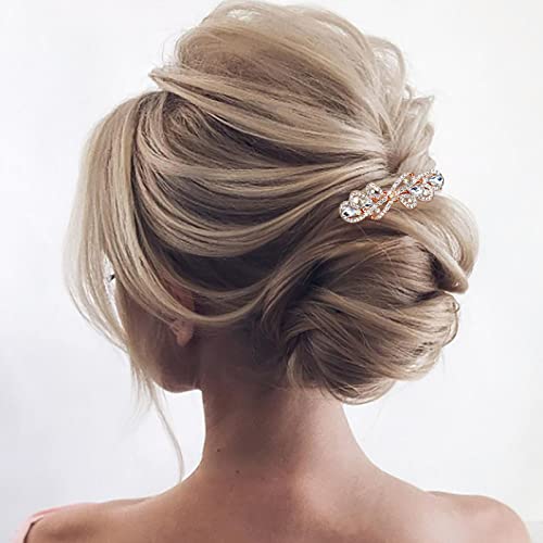 QiSigy Crystal Rhinestone Barrette Bridal Rhinestone bakere za kosu Skiny Crystal Hair Clip Barrette Gold Wedding Dekorativna glava Pribor za kosu za žene i djevojke