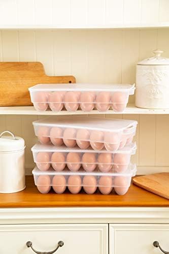 Eslite pokriveni držač za jaja,skladište jaja za frižider, odgovara 18 jaja,pakovanje od 4 komada
