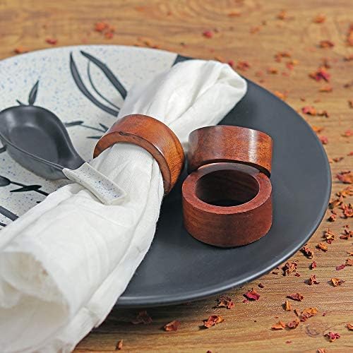 Shalinindia Artisan Crafted Dekoracije za stol za večeru Drveni salveti za prstenje od 8 za svadbenu zabavu
