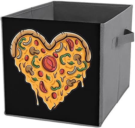 Love Pizza Sklopivi odlični kanti Printd tkanini kocke košare kutije sa ručkama za odjeću igračke, 11x11x11