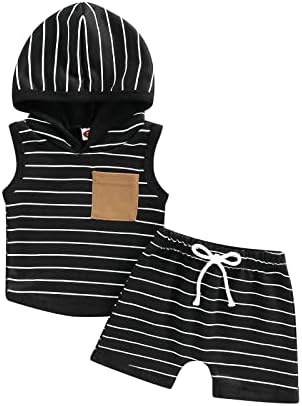 Bemeyourbbs baby boy ljetni outfit s kapuljačom s kapuljačom sa džepom i elastičnim šarkama za struk