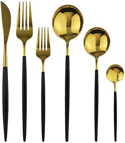 Dejjfoi 36kom Set posuđa zlatni nož viljuška kašika set za večeru od nerđajućeg čelika set kuhinjskog pribora za jelo kućni pribor