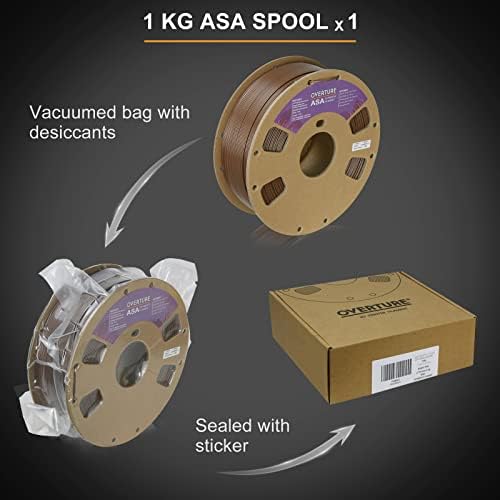 Uveriti ASA Filament 1,75mm Premium Anti-UV 3D filament za štampač, 1kg kalem, dimenzionalna tačnost +/- 0,03 mm, odgovara većini FDM štampača