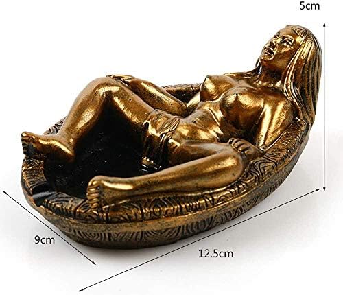 YHGTLL Gold Resin Gole ženske statuama smola pepeljara, personalizirani poklon kućni ukras, vanjski zatvoreni pepeljara za cigare