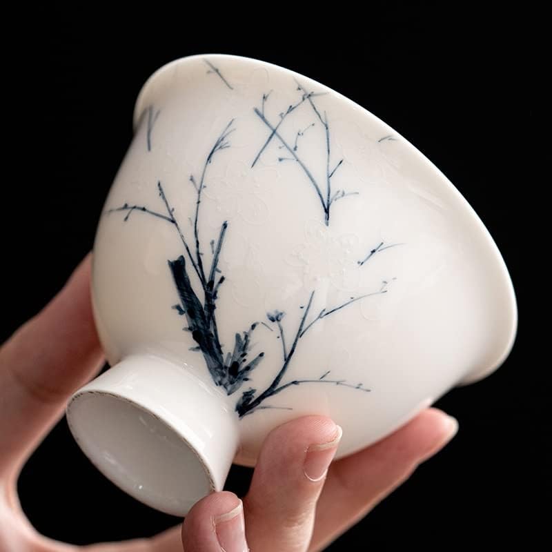 ZlxDP 130ml Ručno oslikano šljive umjetnosti keramički čaj Tureen natkrivena posuda Jednokrevetna čaja Gaiwan Domaćinstvo Kung Fu Teaware Set čaja Ceremonija čaja