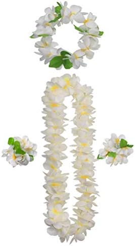 6pcs u 1 setu Bijeli klasični havajska glava Liis umjetna cvjetna glava u obliku vratnih petlja narukvica set ananas naočale i naljepnice za tetovaže set simulaciju Tropical Beach Party Garland Luau Party