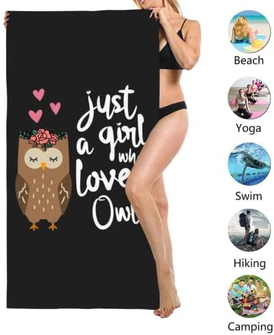 Xemznz Girl voli sove mikrofiber besplatna ručnik za plažu-brza suho super apsorbentni preveliki veliki ručnici pokrivač za putni bazen kupalište za kupatilo kampiranje joge djevojke žene za žene