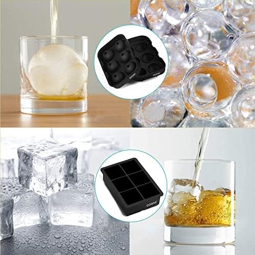 Posuda za kocke leda, veliki kvadratni poslužavnik za led i kuglični aparat za led sa poklopcem za viski, za višekratnu upotrebu i bez BPA