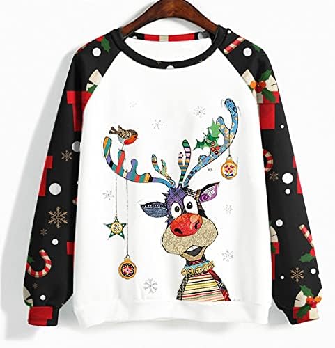 LED Reindeer Rudolph božićnih džempera za žene dugih rukava za duge rukave Fall Funny Elk Print Crewneck Dukseri