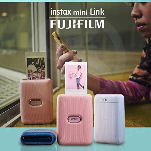 Fujifilm INSTAX Mini Link Smartphone Printer + 2x Instax Mini Twin film paketa, šareni film okvire sa visećim kopčama & Fibertique krpom za čišćenje od mikrovlakana