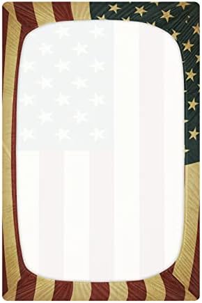 Alaza USA Američka zastava Vintage Crib listovi opremljeni bassinet list za dječake Djevojke za djecu Toddler, mini veličine 39 x 27 x 27 x