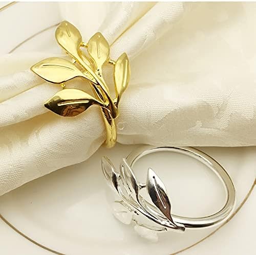 Prsten salvetom 6pcs / jesen ostavljaju salvetinski prsten zlato srebrni kršteni bangle metalni držač salveta