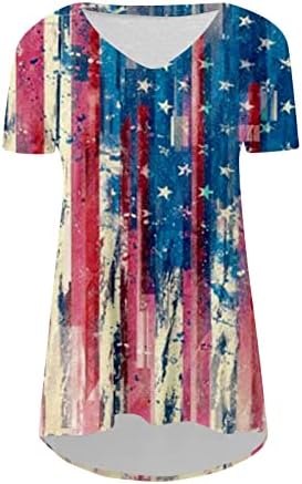 4. srpnja Košulje Žene Američka zastava Ljetni kratki rukav O-izrez Tunike The Stars Striped Lable Fit Comfy Holiday Tees Vrhovi