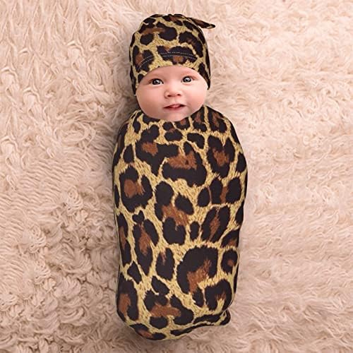 Yiftd swaddle pokrivač leopard tisak mekani runo za bebe pokrivač novorođeni plišani prijem za dječake djevojke swadling wrap set za spavanje za dijete