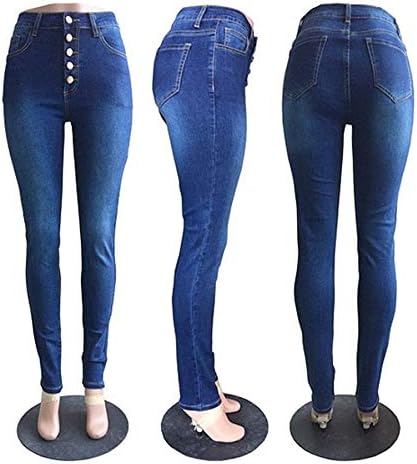Andongnywell Ženske traperice sa visokim strukom i stražnjicom Slim Fit traper pantalone sa dugmetom