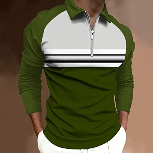 Wocachi 2022 polo majice za mens, zip up vrat dugih rukava blok blok patchwork golf vrhovi ležerne