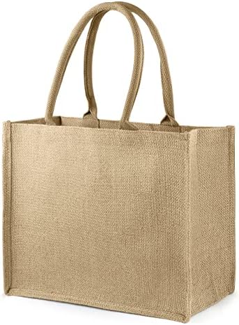 Ayieyill Jute Tote Torbe, Burlap torbe sa laminiranim interijerom i mekanim ručkama, torbe za kupovinu za višekratnu upotrebu torba za namirnice