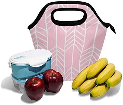 VOOVC Pink Arrow Texture Lunch Box Tote Handbag lunch Bag izolovana hladnjača Lunchbox za muškarce žene školski Tinejdžeri ured piknik