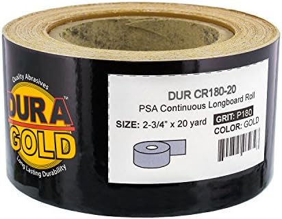 Dura-Gold Pro serija čvrsti Longboard blok za ručno brušenje datoteka sa kukom & petlja za podršku i PSA podloga za Adapter & amp; 180 granulacija PSA Longboard brusni papir 20 Yard Roll, 2-3/4 Wide