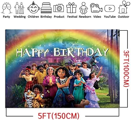 DYTH Magic film tema fotografija pozadine Cartoon Encanto Rainbow fotografija pozadina za princezu Party torta Tabela dekoracije Banner 5x3ft, 5x3ft