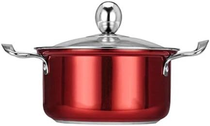 Tiganj sa poklopcem 16,8 CM zadebljani Nerđajući čelik Hotpot Mini lonac kuhinjska supa za kuvanje lonac za mleko za 1-2 osobe indukcioni štednjak 3 boje, crvena