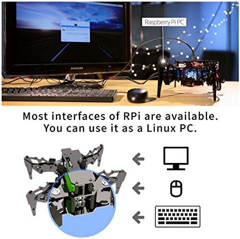 Adeept DarkPaw Bionic četveronožni Spider Robot Kit za Raspberry Pi 4 3 Model B+ / B, stem puzeći Robot, OpenCV, samo-stabilizirajući baziran na Mpu6050 žiro senzoru, Raspberry Pi Robot sa PDF priručnikom