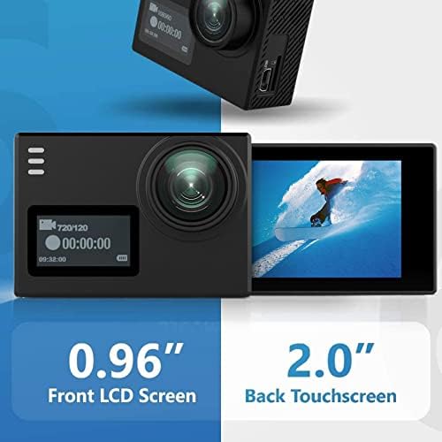 Mrotex akcijska kamera, akcijska kamera 4K WiFi 30m Vodootporan ultra HD 2 Oko dodirnog ekrana Živosop