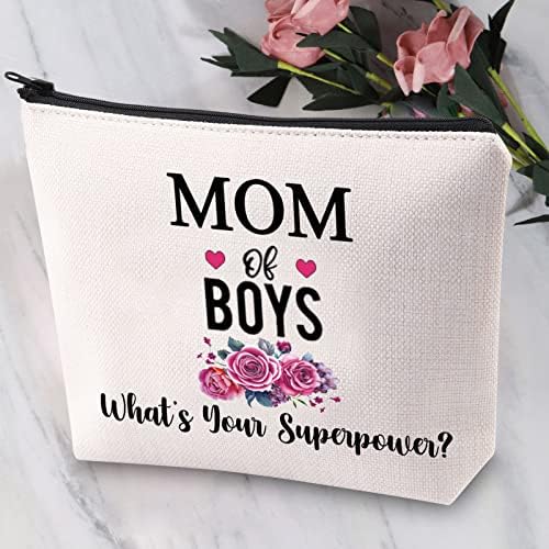 Jytapp smiješan mamin torba za šminku za mamu Mom Mom pokloni mama dječaka Koja je tvoja vrećica za patip od patentnih zatvarača supersila za mamu dječačke poklone zauzete mamom poklone