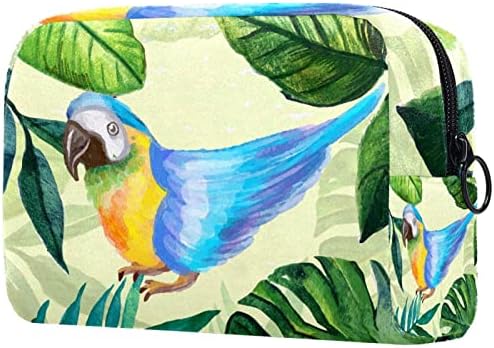 Woshjiuk Mala vrećica za šminku Travel Cosmetic torba sa patentnim zatvaračem, papagajem i tropskim
