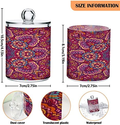 2 Pakov QTIP Držač Dispenser Tribal indijski etnički bešavni dizajn Svečana šarena mandala uzorak kupaonica