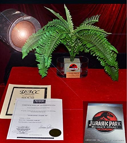 Jurassic PARK Screen-koristi Prop paprati u vazi, plaketa, Logo, COA, DVD Blu trilogija, paprati iz Isla Sorna SET u Universal Studios, COA, DVD