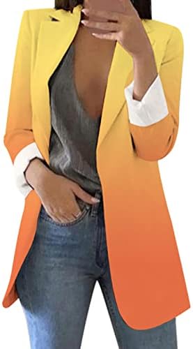 Jakne i kaputi ispisani kardigan formalno odijelo dugih rukava kaunt bluže jaknu jakne Business Office jakna bluza narančasta