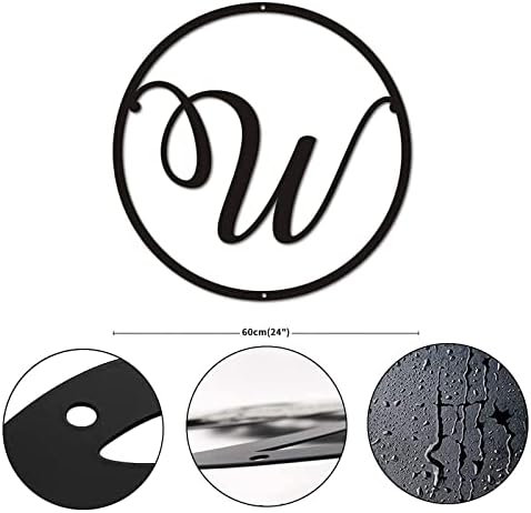 Alioyoit Metal znak W Prilagođeno početno pismo monogram Prilagodivo metalna vješalica za vrata Vintage