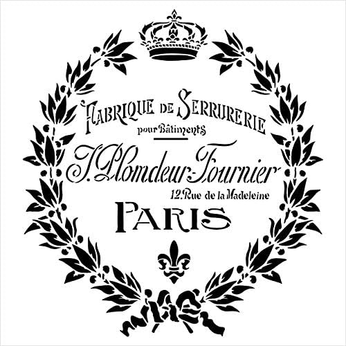 Vintage Paris Fleur de Lis šablon za vijenac sa krunom StudioR12 / uradi sam Starofrancuska Efemera Kućni dekor & namještaj | Antikni lovor / Paint drveni znakovi | Mylar šablon | odaberite veličinu