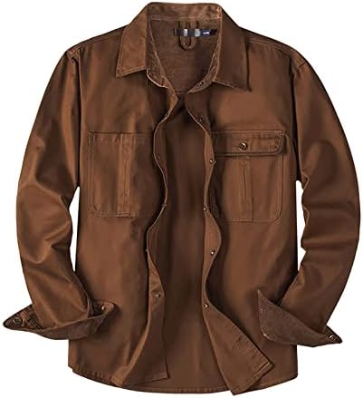 Jakne za muškarce Radna odjeća oprana pamučna košulja Plus size Solid Boja rever Muška jakna s dugim rukavima, muški zimski kaputi